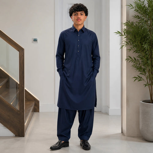 Elegant Dark Blue Shalwar Kameez – Modern Traditional Men’s Wear (Premium Fit)