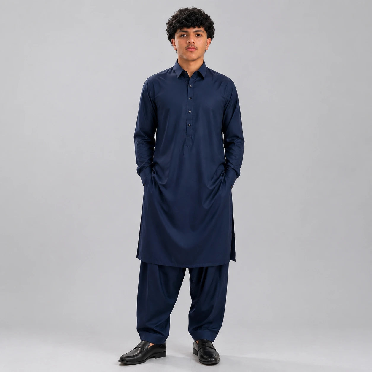 Elegant Dark Blue Shalwar Kameez – Modern Traditional Men’s Wear (Premium Fit)