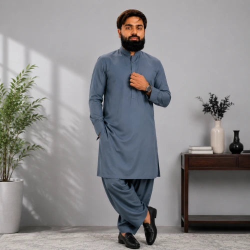 Elegant Dark Blue Shalwar Kameez – Premium Traditional Pakistani Men’s Wear