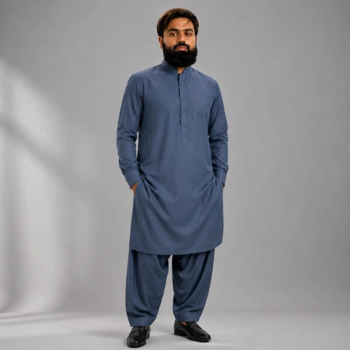 Elegant Dark Blue Shalwar Kameez – Premium Traditional Pakistani Men’s Wear
